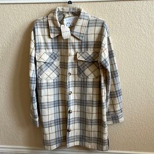 Beautiful beige, brown and gray wool blend shacket